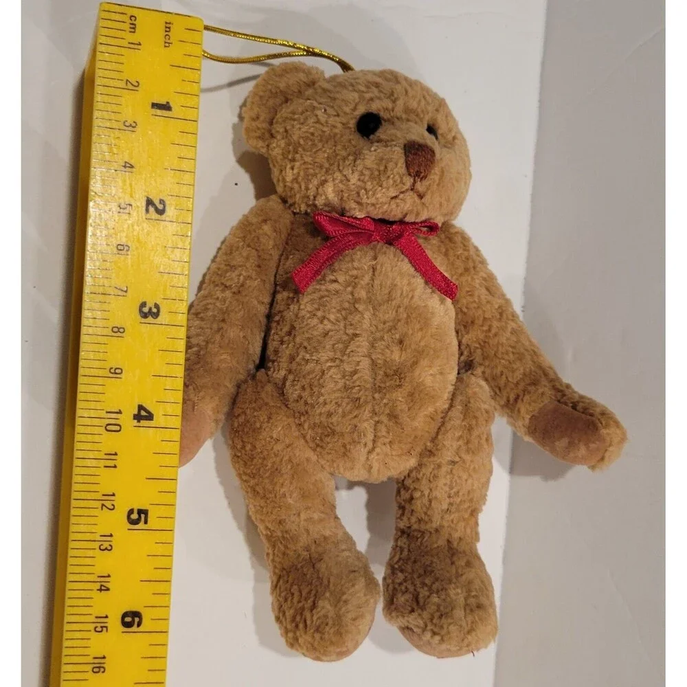 Macy's New York By Gund Jointed Teddy Bear 7” New Red Ribbon Ornament Hanger